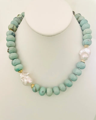 Blue Large Rondelle with Pearl