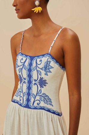 Shell Garden Off-White Sleeveless Midi Dress