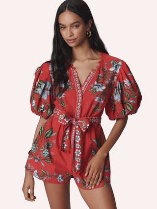 Sweet Bloom Bouquet Red Romper