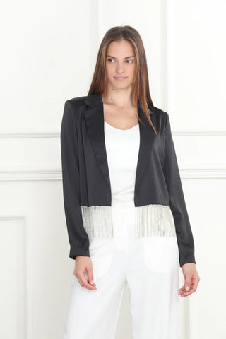 Sequin Satin Fringe Jacket