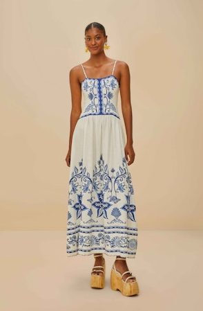 Shell Garden Off-White Sleeveless Midi Dress