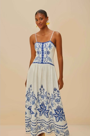 Shell Garden Off-White Sleeveless Midi Dress